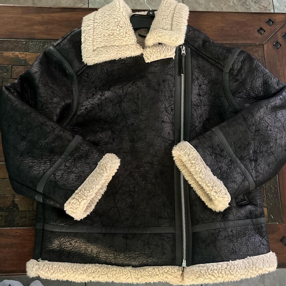 American-eagle Unisex Black suede and fur Jacket
